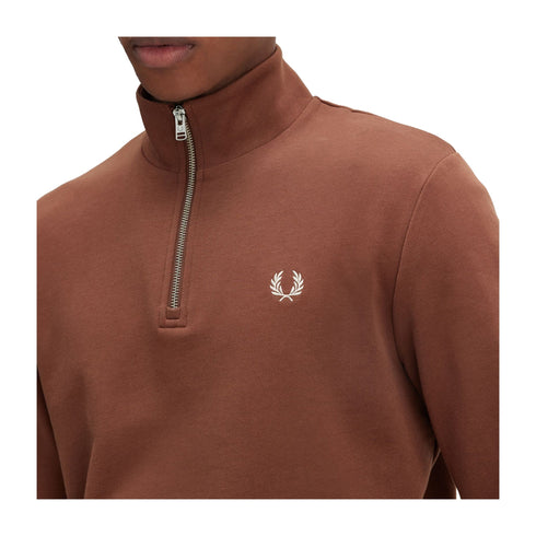 FRED PERRY Felpa con zip Felpa Uomo mezza zip con logo Whisky A24 - FRED PERRYM3574 - W52 - M - Francavilla Moda